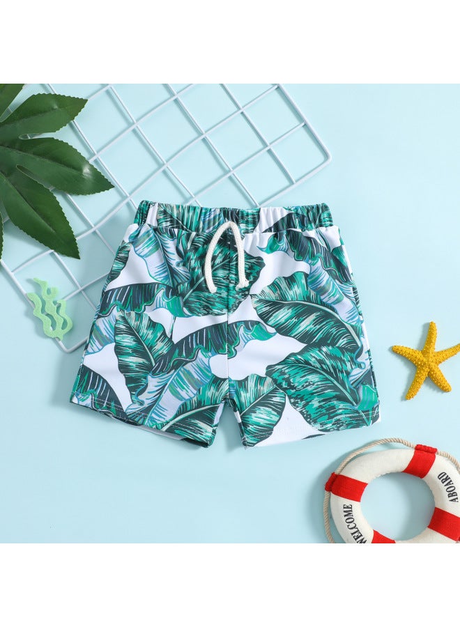 Loquat Children's Swimming Trunks Boy's Swimsuit Fashion Printed Boxer Baby's Swimsuit Big Boy's Hot Spring Swimsuit-Color:White- - Image 1