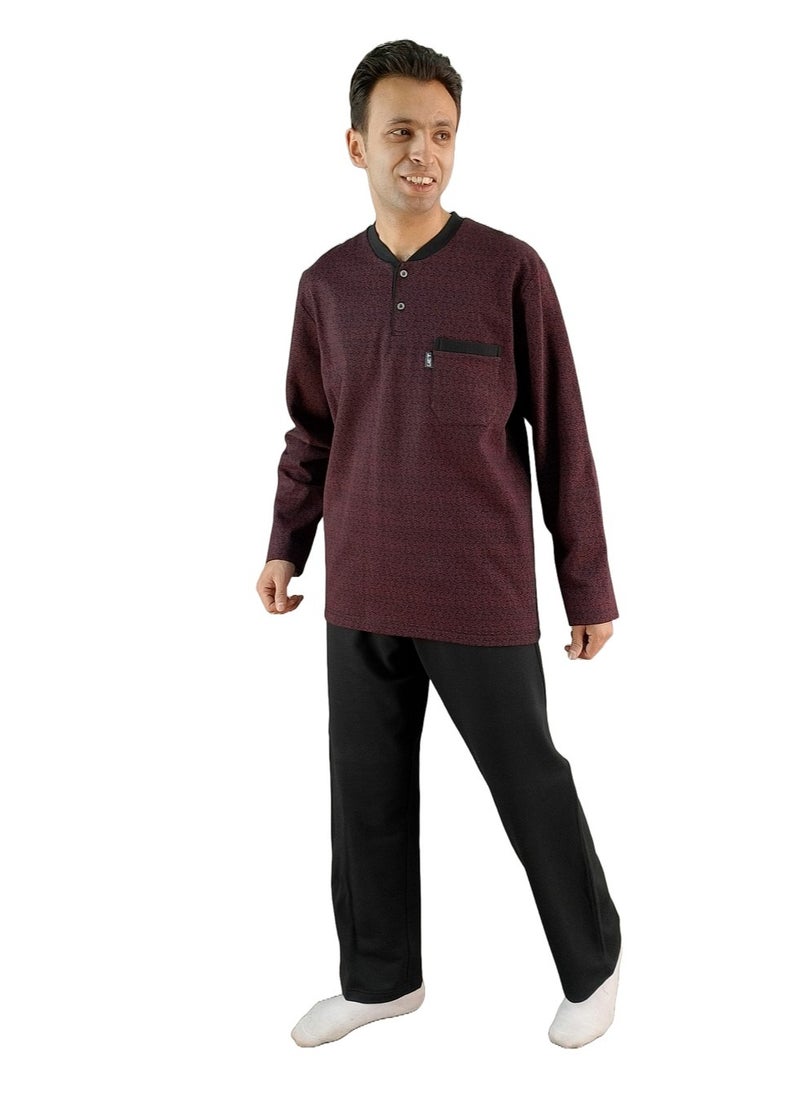 "Men Winter Pajama Set Long Sleeve & Long Pants - Sangria - pzsku/Z35B0A22C886A358C7304Z/45/_/1732019499/e0a14c32-6580-4f1c-8278-c5b9a8f53b01