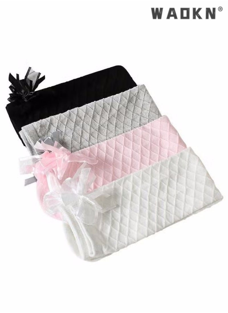 WAOKN Girls Stockings, 4 Pairs Little Girl's Knee High Socks Over Calf Kids Overknee Stockings Bow Style, Middle Tall Socks Bow Mesh Diamond Check Heelless Straight Children's Socks (for 2-10 Years)  - Image 3
