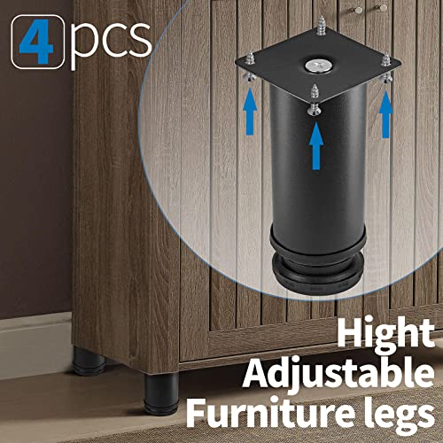 Masendelk 5 Inch Metal Furniture Legs Stainless Steel Adjustable Legs Black Metal Legs Round Cabinet Legs for Coffee Table Cabinet Desk Sofa Shelves, Pack of 4 - Image 5