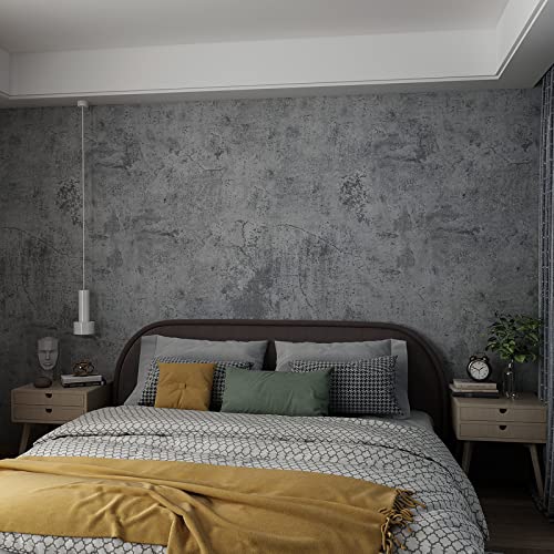 3yecao 24"×591" Large Size Dark Blue Grey Concrete Wallpaper Peel and Stick Waterproof Gray Concrete Contact Paper Vinyl Matte Textured Adhesive Darker Thick Cement Stickers for Bedroom Bathroom Walls - Image 1