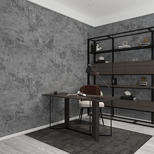 3yecao 24"×591" Large Size Dark Blue Grey Concrete Wallpaper Peel and Stick Waterproof Gray Concrete Contact Paper Vinyl Matte Textured Adhesive Darker Thick Cement Stickers for Bedroom Bathroom Walls - Image 5