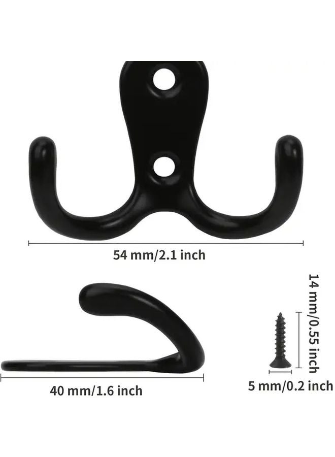 8 Pack Black Zinc Alloy Double Hook For Keys Clothes Cabinet Storage Hanging - Image 3