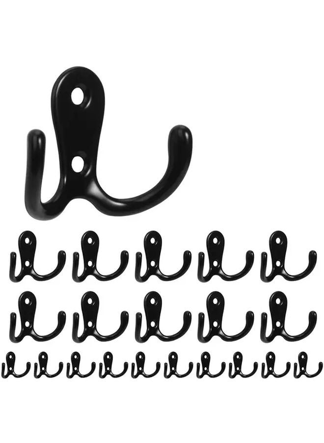 8 Pack Black Zinc Alloy Double Hook For Keys Clothes Cabinet Storage Hanging - Image 1