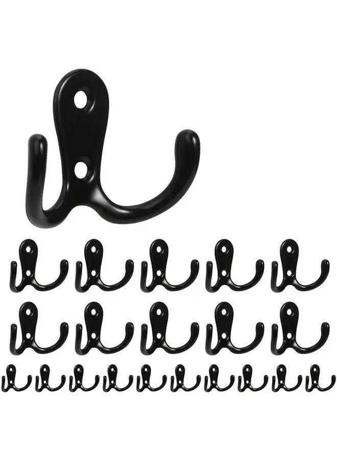 8 Pack Black Zinc Alloy Double Hook For Keys Clothes Cabinet Storage Hanging - Image 2