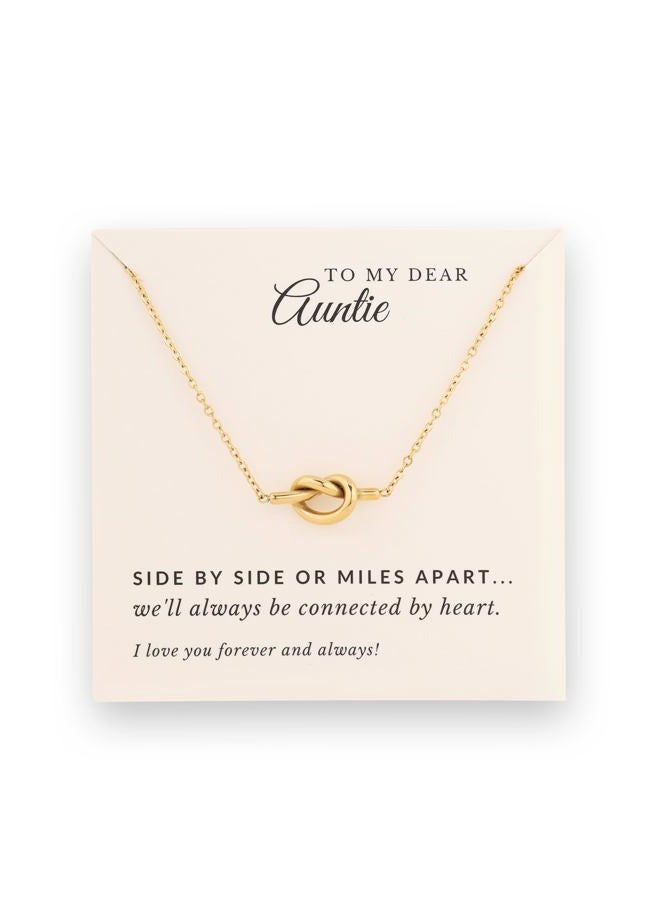 OJERRY To My Best Dearest Great Aunt Ever Dainty Minimal Love Knot Gold Plated Necklace Jewelry Sentimental Christmas Birthday Cool Gifts for Women Aunts from Niece Always Be Connected Message Card - Image 1