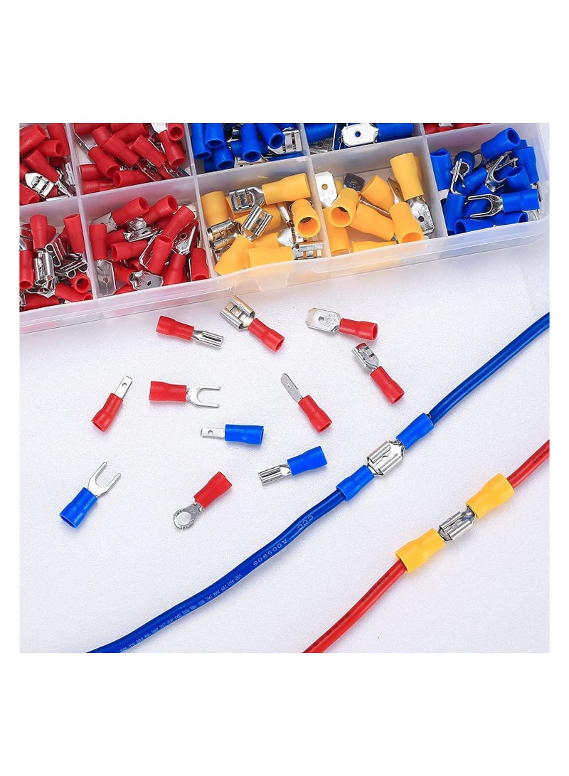 TOOINKCV 280-Piece Assorted Electrical Wire Connectors Kit – Insulated Crimp Terminals, U-Type, Fork, Ring, Spade, and Bullet Connectors for Automotive and Electrical Wiring
