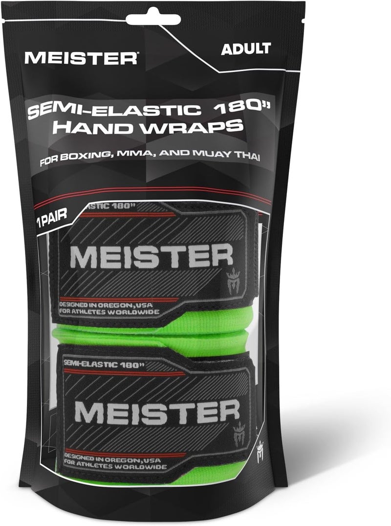 Meister Adult 180" Semi-Elastic Hand Wraps for MMA & Boxing (Pair) - Image 3