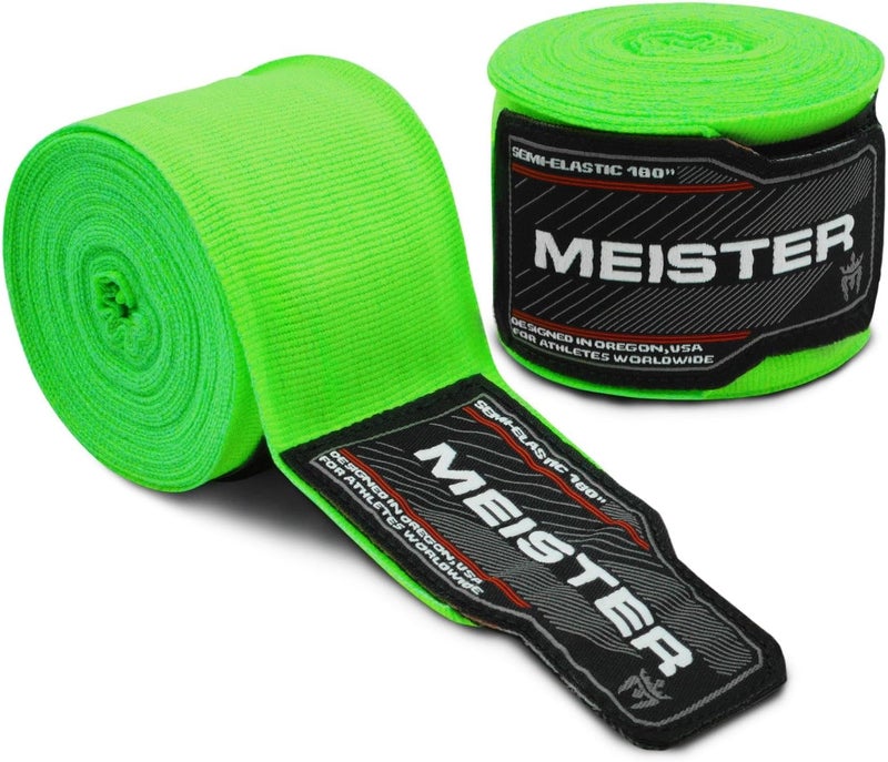 Meister Adult 180" Semi-Elastic Hand Wraps for MMA & Boxing (Pair) - Image 1