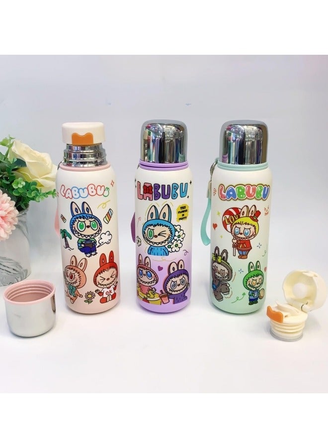 GGEROU Kids Water Bottle 520ml Insulated Bottles Stainless Steel Vacuum Thermos Cup Cute Tumbler for Kids Boys Girls Reusable Water Bottles (Melody) - Image 2