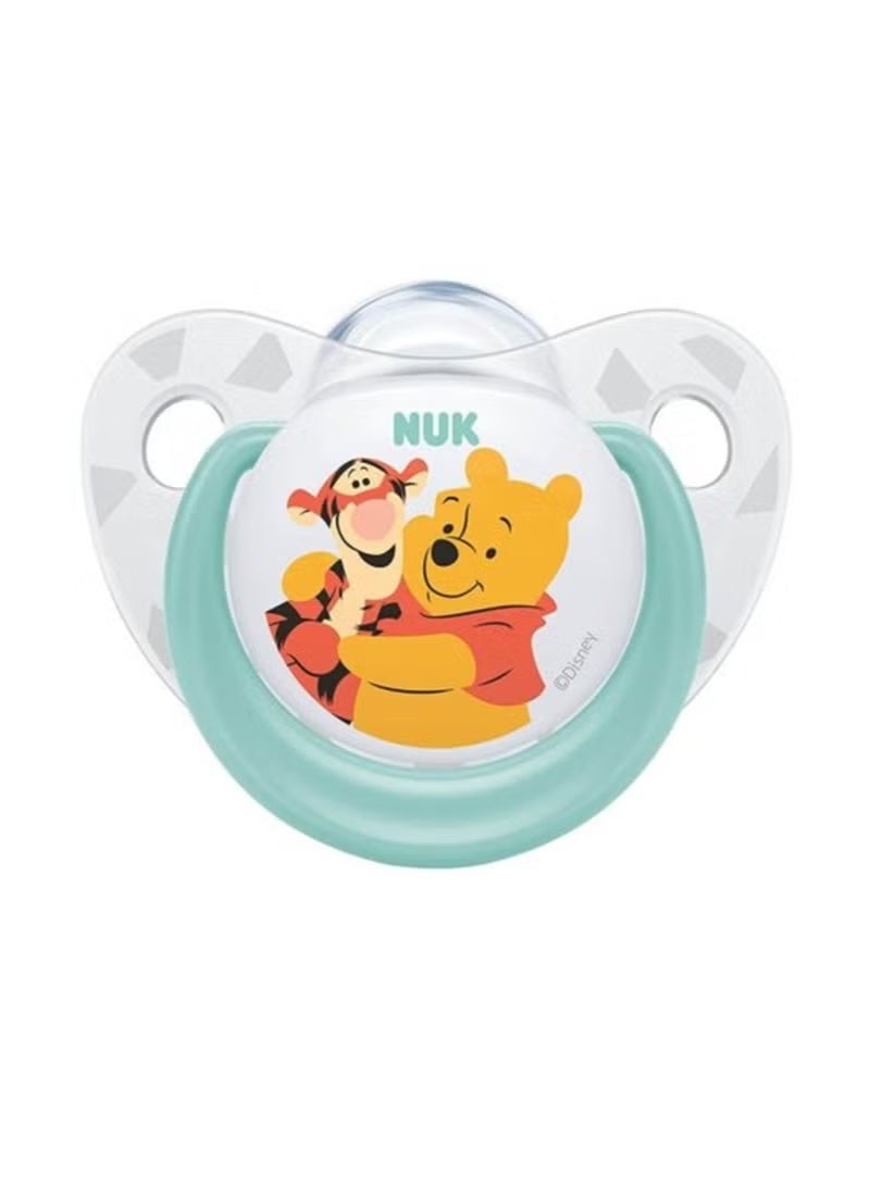 NUK Disney Baby Pacifier, Silicone/Latex Nipple, BPA Free, Winnie the Pooh Blue - Image 1