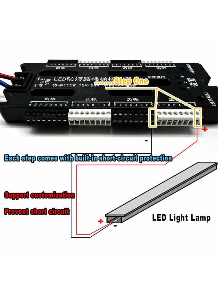 Auslese Auslese LED Motion Sensor 32 Channels Stair Light Controller Automatic Step Controller Adjustable Brightness for Indoor Under Stair Lighting  - Image 2