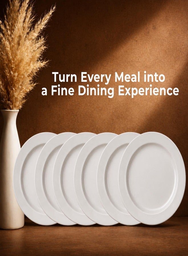 Hitkari Porcelain Plain White Full Plate Set of 6 Pc.| Dinner Plate 6 Pc. for Home & Kitchen (AH-181, 27cm) - Image 3