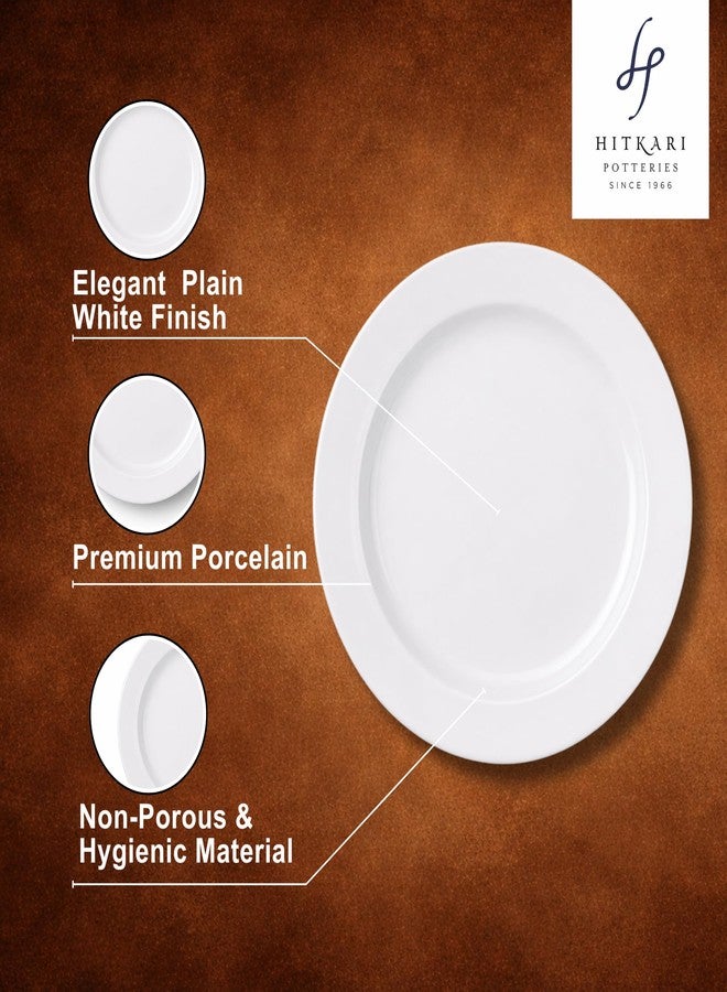 Hitkari Porcelain Plain White Full Plate Set of 6 Pc.| Dinner Plate 6 Pc. for Home & Kitchen (AH-181, 27cm) - Image 5