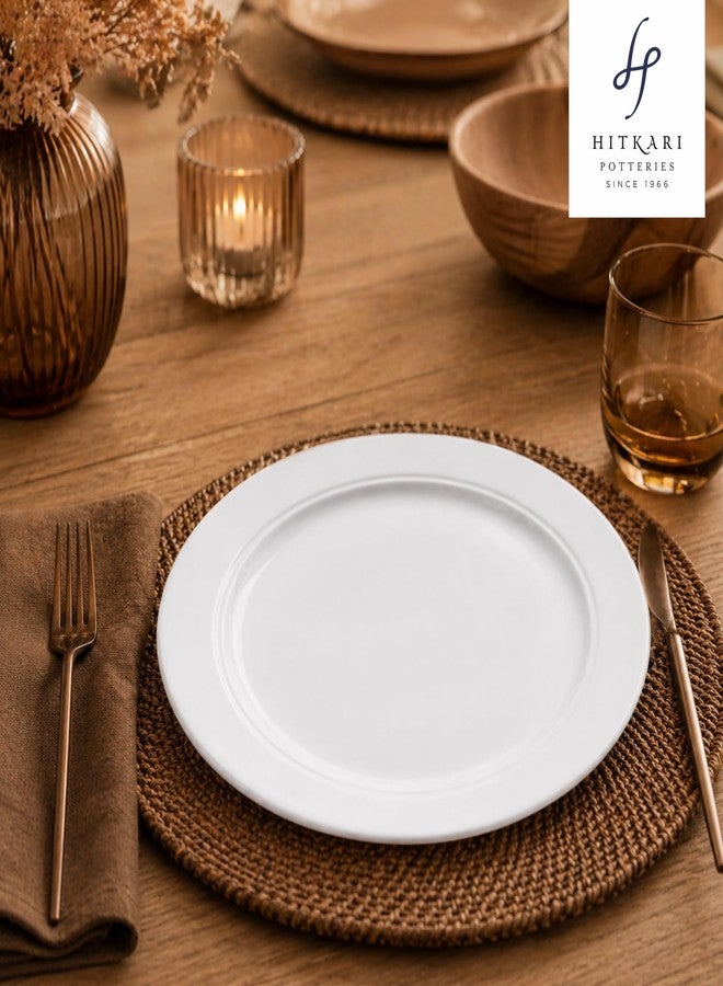 Hitkari Porcelain Plain White Full Plate Set of 6 Pc.| Dinner Plate 6 Pc. for Home & Kitchen (AH-181, 27cm) - Image 2