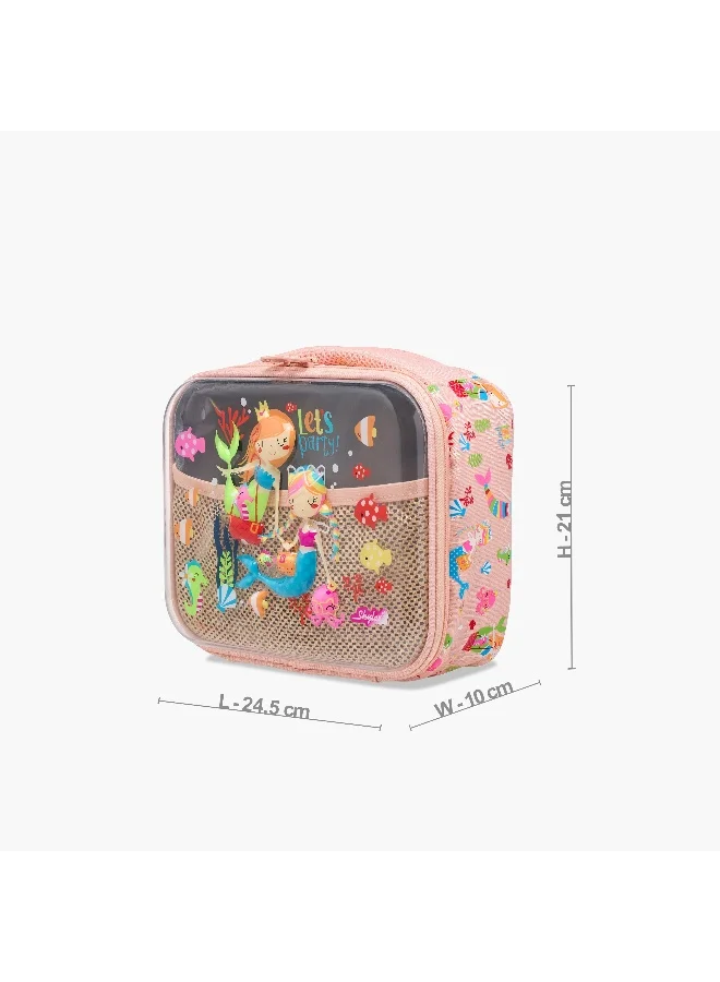 سكيلار Lunch/Cooler Bag-Mermaid-3D Transpernt Floating Accessories-1 Cmprt- (Polyester) Light Orange \ 24.5X10X21