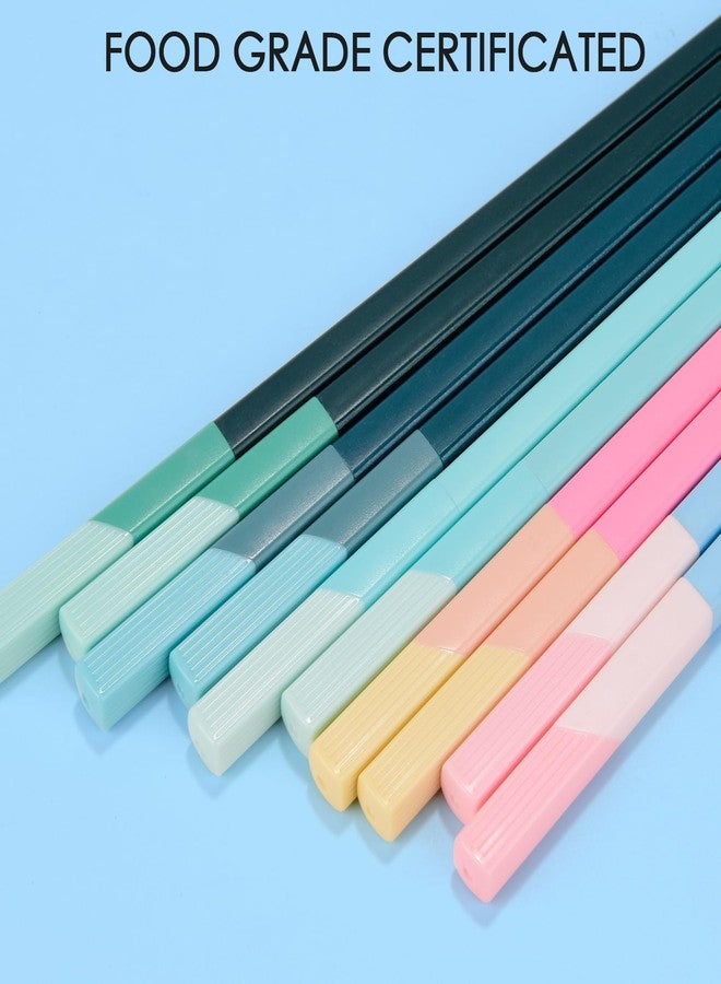 GLAMFIELDS Chopsticks Reusable Dishwasher Safe, GLAMFIELDS 5 Pairs 9.5 Inches Premium Chop Sticks Set for Sushi, Ramen, Asian Cuisine, Matte Non-slip with Gift Case, Pink + Light Blue - Image 3