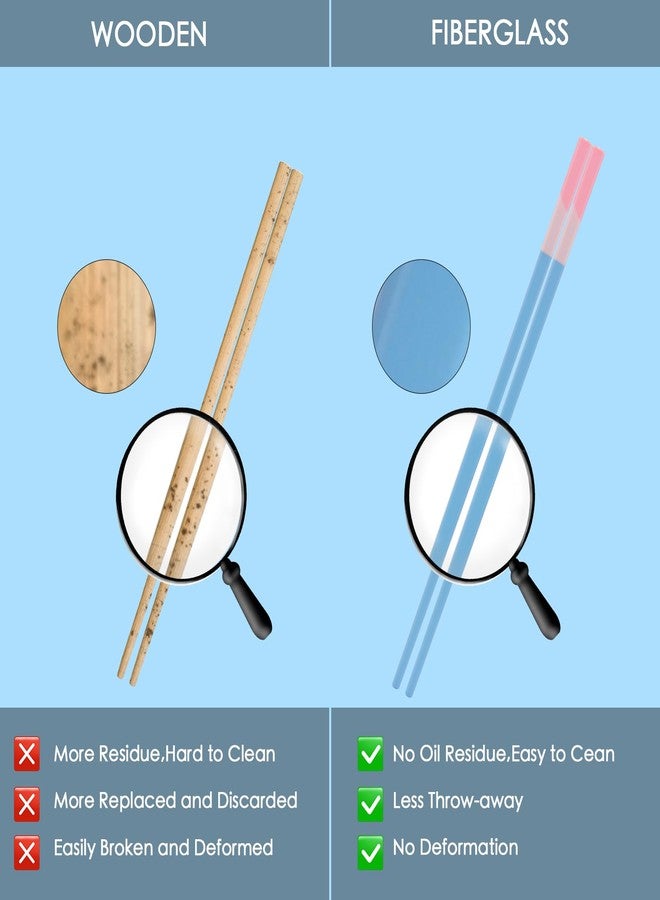 GLAMFIELDS Chopsticks Reusable Dishwasher Safe, GLAMFIELDS 5 Pairs 9.5 Inches Premium Chop Sticks Set for Sushi, Ramen, Asian Cuisine, Matte Non-slip with Gift Case, Pink + Light Blue - Image 5