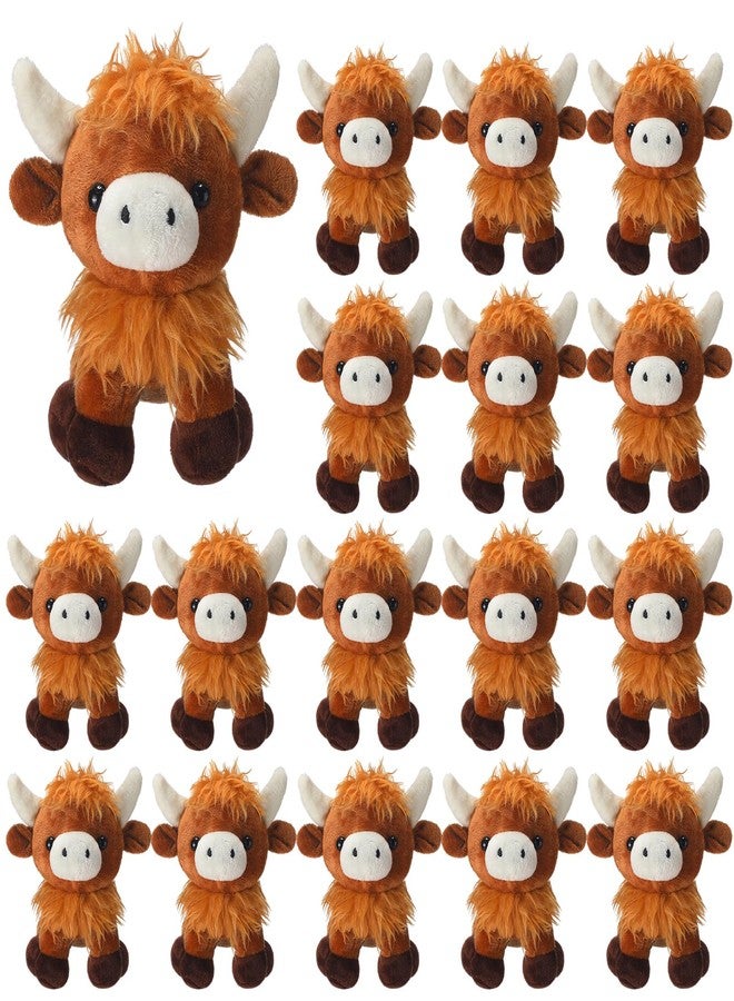 PullCrease 20 Pcs Highland Cow Stuffed Animal Plush Toy Bulk 6 Inch Scottish Cow Stuffed Animal Realistic Cattle Decor Doll for Christmas Birthday Stress Relief Gifts Favors Forest Party Decor - Image 1