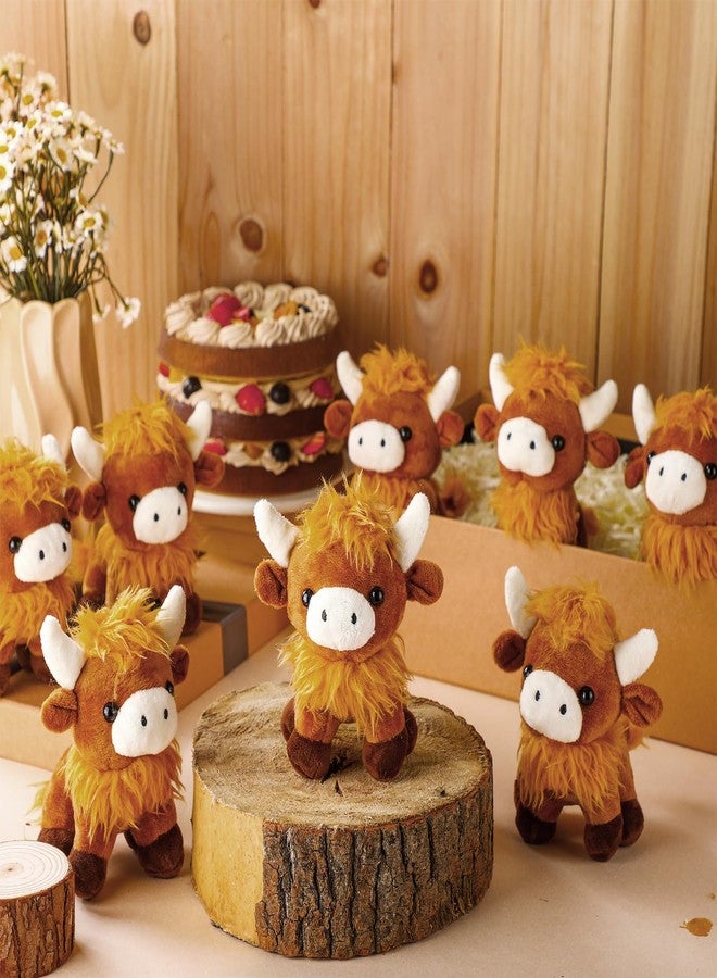 PullCrease 20 Pcs Highland Cow Stuffed Animal Plush Toy Bulk 6 Inch Scottish Cow Stuffed Animal Realistic Cattle Decor Doll for Christmas Birthday Stress Relief Gifts Favors Forest Party Decor - Image 2