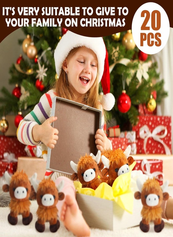 PullCrease 20 Pcs Highland Cow Stuffed Animal Plush Toy Bulk 6 Inch Scottish Cow Stuffed Animal Realistic Cattle Decor Doll for Christmas Birthday Stress Relief Gifts Favors Forest Party Decor - Image 4