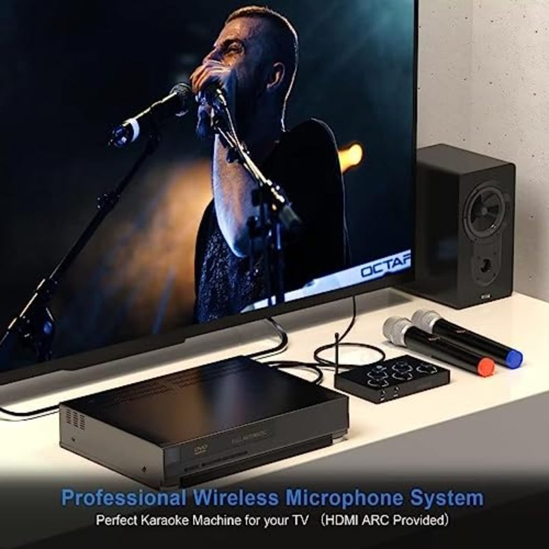 Bluetooth Karaoke Microphone, Professional Wireless Microphone, UHF Dual Wireless Microphone System for TV, Singing, Karaoke, Party, Wedding, Speech, Support HDMI ARC, Optical, Aux - Image 2