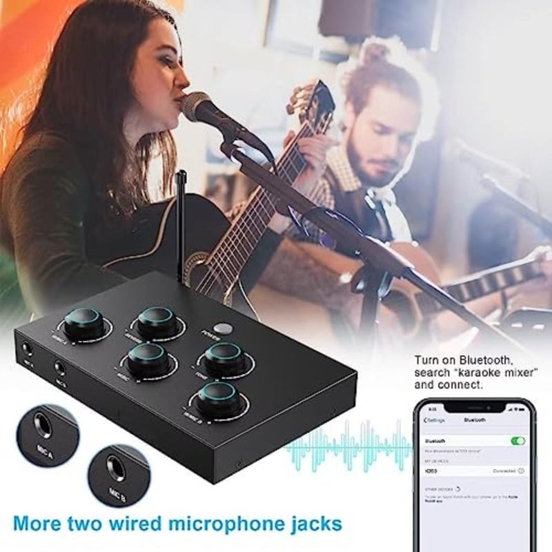 Bluetooth Karaoke Microphone, Professional Wireless Microphone, UHF Dual Wireless Microphone System for TV, Singing, Karaoke, Party, Wedding, Speech, Support HDMI ARC, Optical, Aux - Image 4
