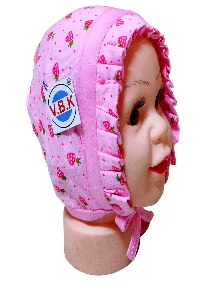 V.B.K قبعة/帽子/توبى للأطفال الرضع من V.B.K®، مطبوعة، عبوة من 3 قطع، قماش قطن هوسي ناعم وصديق للبشرة (6 أشهر - 12 شهر) متعدد الألوان - Image 3
