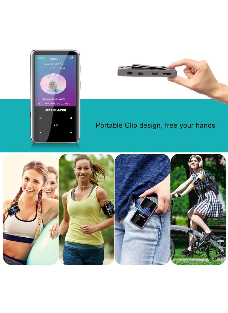 LAESO - 96GB Mp3 Player with Bluetooth 5.0 Music Player Voice Recorder Portable Digital Lossless Music MP3 MP4 Player for Kids with FM Radio HD Speaker for Sports Running Super Light Metal Shell Touch Buttons - Image 1