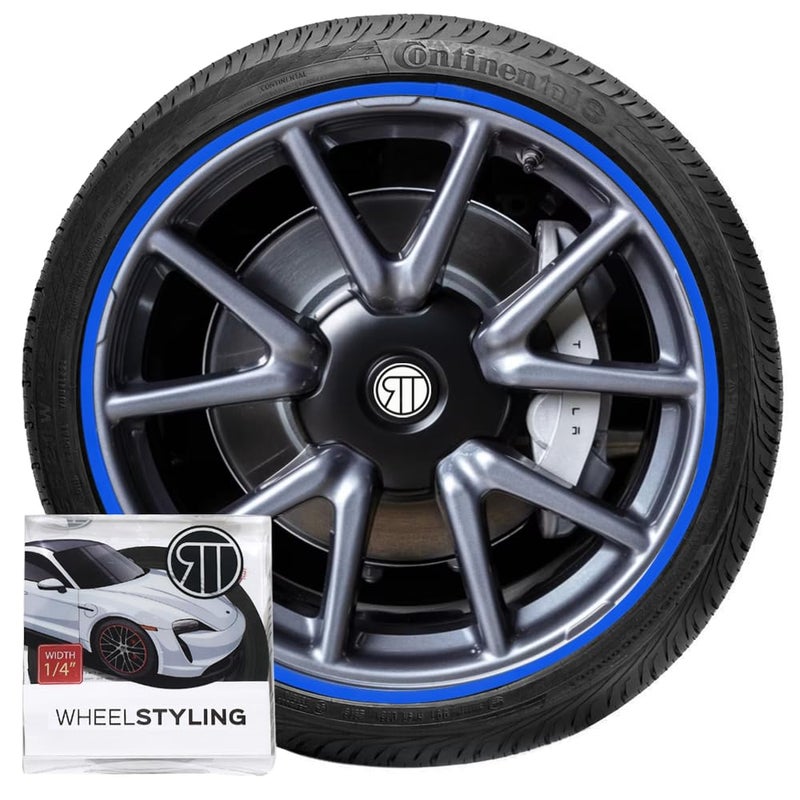 Generic RT Rim Protectors 1/4 Inch Wide Wheel Rim Protectors | Curb Rash Rim Protector | Set of 4 | Durable | Easy to Install Universal Fit (Blue)  - Image 1