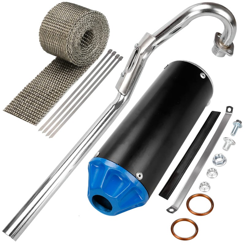 GREHUA 28mm Exhaust Muffler Assembly Compatible with 125cc 110cc 90cc 70cc SSR110 SSR125 CRF50 CRF70 XR50 Taotao DB10 DB14 Baja Xpro Apollo Rocketa TTR SDG Coolster Pit Dirt Bike Parts with Heat Wrap - Image 1