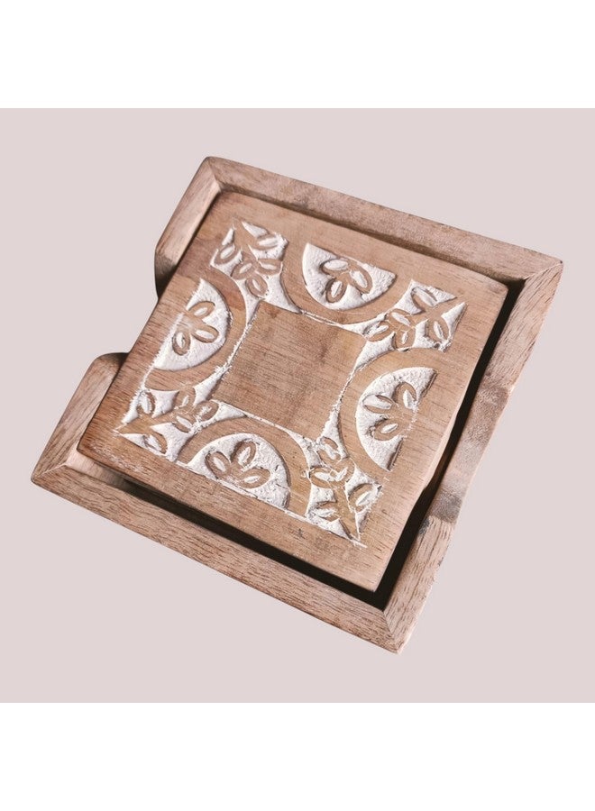 I Wood Art Wooden Coasters for Drinks - Natural Mango Wood Hut Shape Drink Coaster Set for Drinking Glasses, Tabletop Protection for Any Table Type, Set of 4 (Coaster Set)  - Image 4
