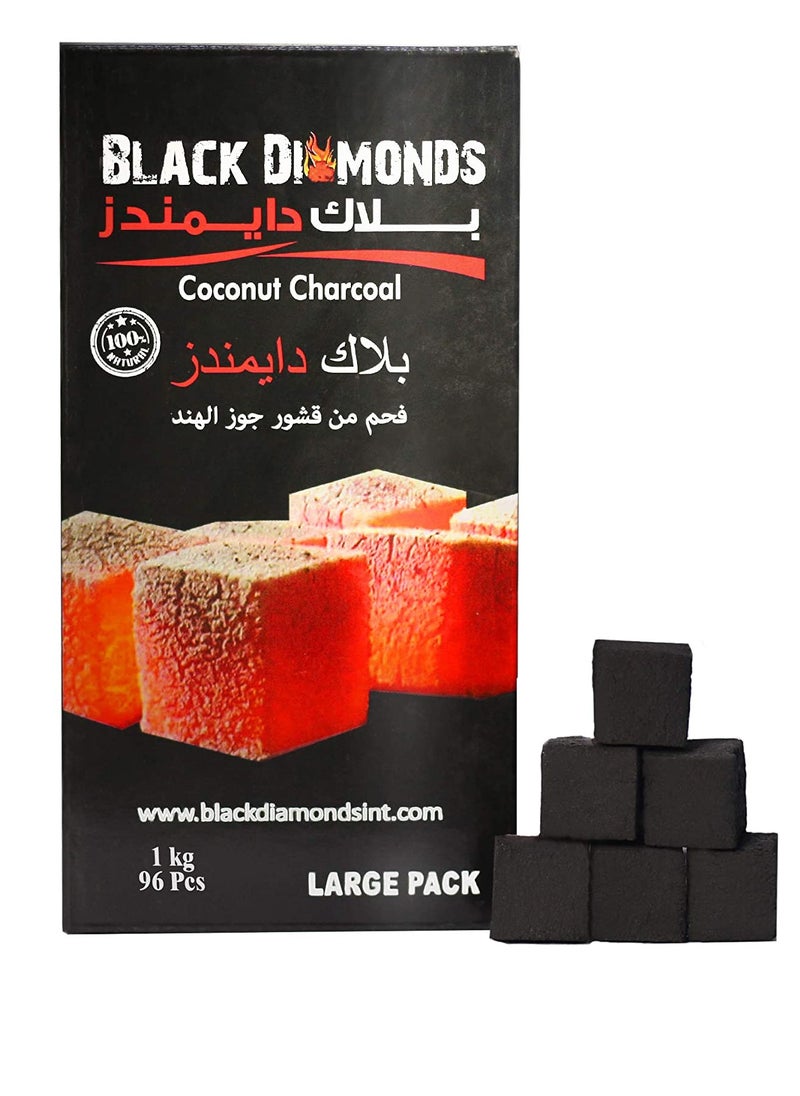 BLACK DIAMONDS Premium Coconut Shell Charcoal 96 Piece/Bakhoor Charcoal 1 KG  - Image 1