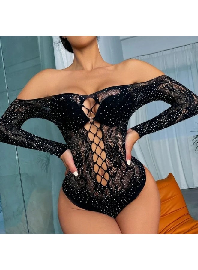 4basix Women’s Sexy Bodystocking Lingerie Piece Fishnet Mesh Bodysuit for Women Transparent See Through Exotic Nightwear Honeymoon Romantic Date and Bedroom Soft Comfortable Nylon Spandex, One Size - Image 5