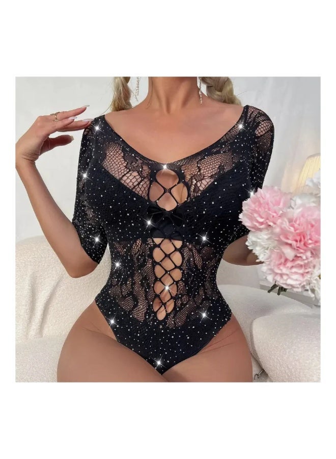 4basix Women’s Sexy Bodystocking Lingerie Piece Fishnet Mesh Bodysuit for Women Transparent See Through Exotic Nightwear Honeymoon Romantic Date and Bedroom Soft Comfortable Nylon Spandex, One Size - Image 1