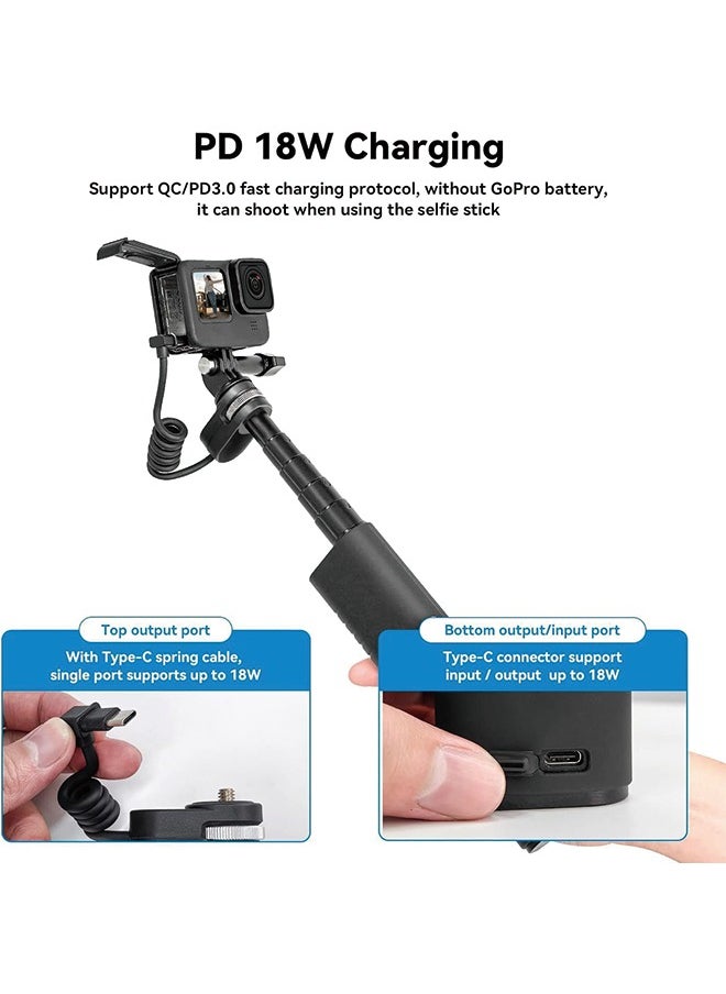 تيليسن مصرف طاقة TELESIN بقوة 10000 مللي أمبير مع عصا سيلفي لشحن ومسك GoPro 12 11 10 9 DJI Action 3 4 Insta360 X3 كاميرا هاتف ذكي  - Image 5
