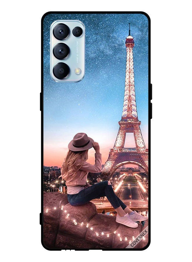 Covernex Protective Case Cover For Oppo Reno5 Pro 5G Brown Hat Girl & Eiffel Tower  - Image 1