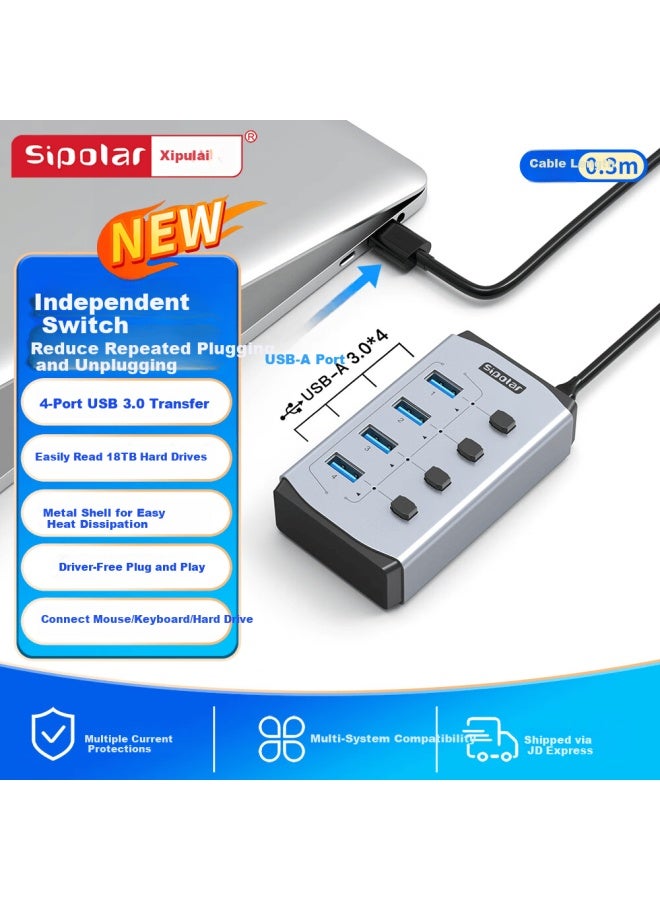 Sipolar Usb 3.0 4-in-1 Expansion Dock Independent Control High-speed Adapter Hub Fs-804 Laptop Desktop Computer Accessory Adapter