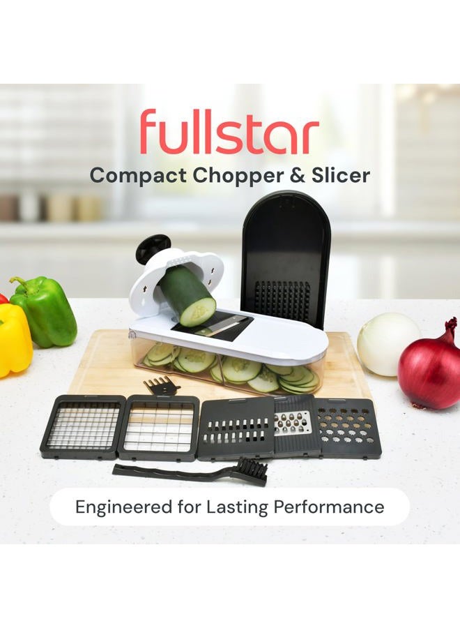 Fullstar مفرمة الخضار فولستار، قاطع الجبنة، مفرمة الطعام، مفرمة الخضار، مفرمة البصل، مفرمة الخضار مع حاوية، قاطع مانولين ومبشرة جبنة (6 في 1 - أبيض) - Image 2