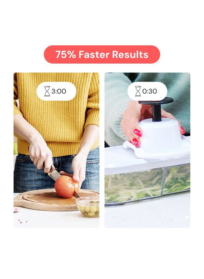 Fullstar مفرمة الخضار فولستار، قاطع الجبنة، مفرمة الطعام، مفرمة الخضار، مفرمة البصل، مفرمة الخضار مع حاوية، قاطع مانولين ومبشرة جبنة (6 في 1 - أبيض) - Image 3