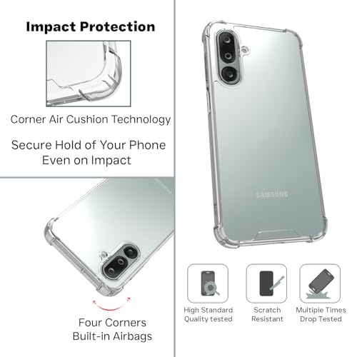 RIGGEAR Shockproof Clear Hybrid Airbag Armor Back Cover Case for Samsung Galaxy M36 5G / F36 5G (Transparent PC and TPU Bumper) - Image 3