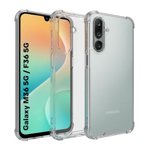 RIGGEAR Shockproof Clear Hybrid Airbag Armor Back Cover Case for Samsung Galaxy M36 5G / F36 5G (Transparent PC and TPU Bumper) - Image 1