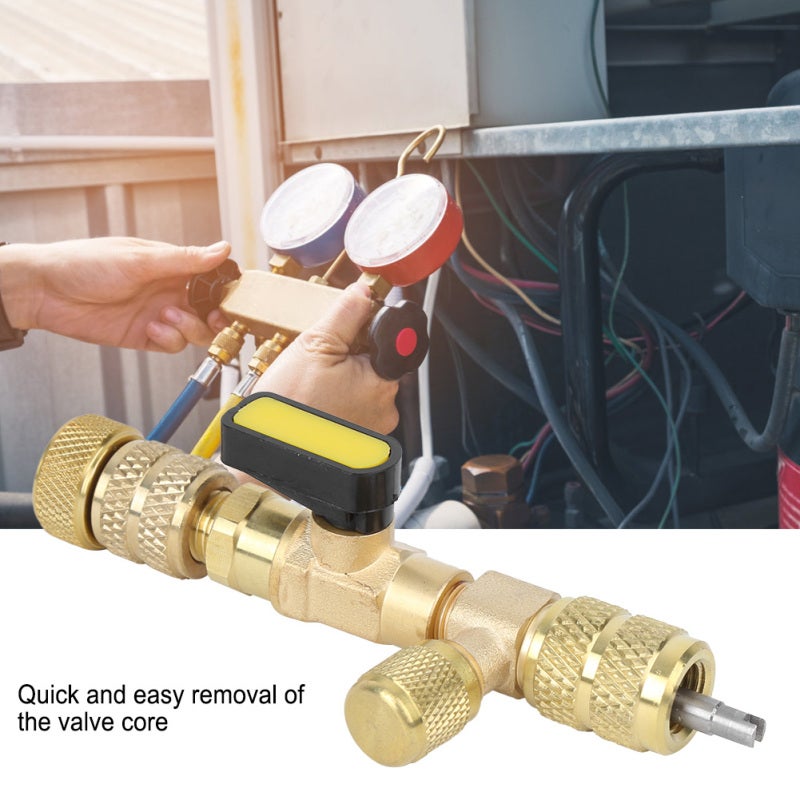 Valve Core Remover: 1/4In & 5/16In Port High-Quality Brass Tool - Spherical 1/4-Turn Operation Refrigerant Retention Installer Tool for HVAC & Refrigeration Maintenance - Image 4