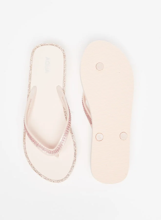 Aqua Women's Embellished Slip-On Thong Slippers