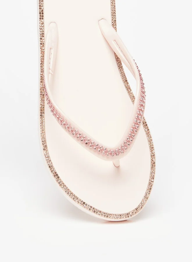 Aqua Women's Embellished Slip-On Thong Slippers