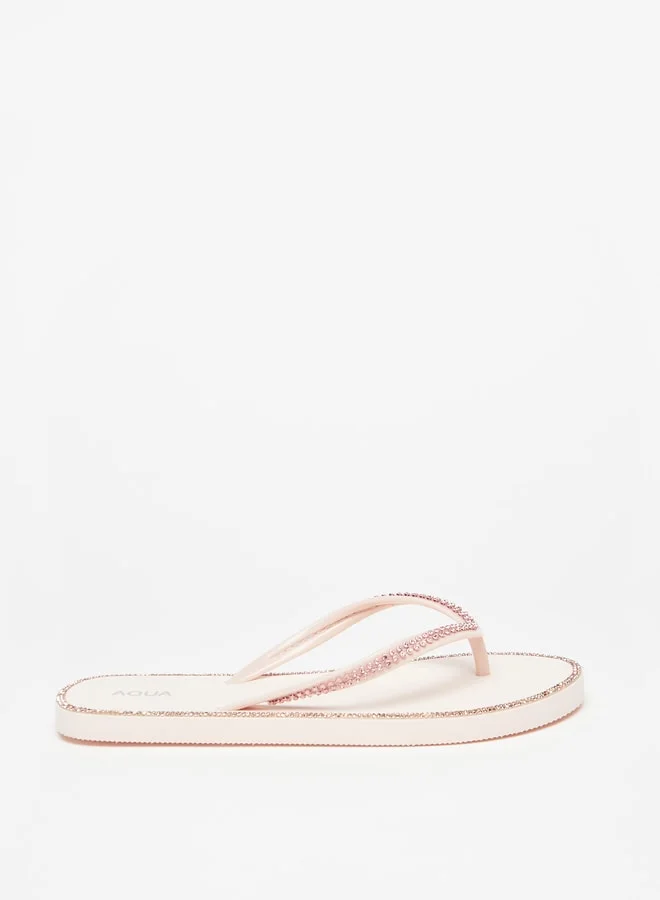 Aqua Women's Embellished Slip-On Thong Slippers