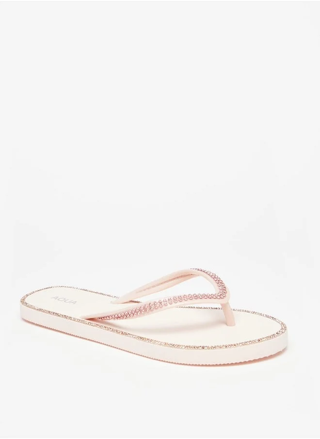 Aqua Women's Embellished Slip-On Thong Slippers