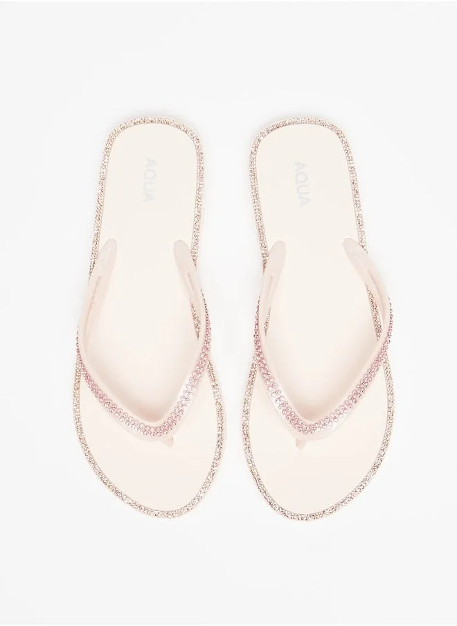 Aqua Women's Embellished Slip-On Thong Slippers