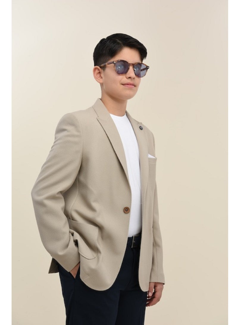 فيا بامبينو بدلة رسمية للأولاد باللون البيج 9091 - Image 1