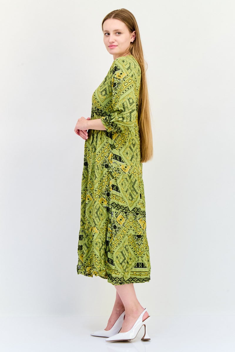 ONLY فستان ميدي مطبوع بالكامل للنساء، متعدد الألوان - Image 2